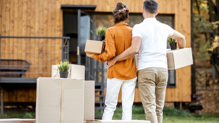 Couple in the middle of a house move Couple in the middle of a house move