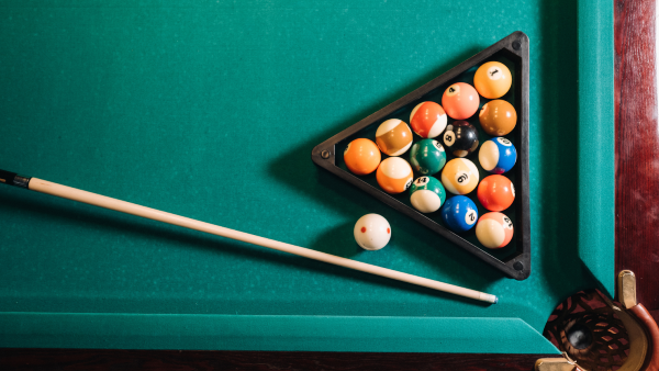 Aerial view of a pool table Aerial view of a pool table